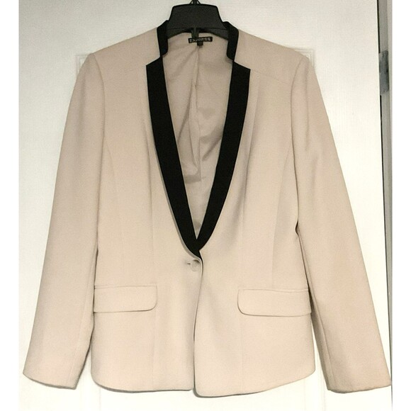Express Jackets & Blazers - Express Women's Black Collar One Button Blazer Size 14, Ivory